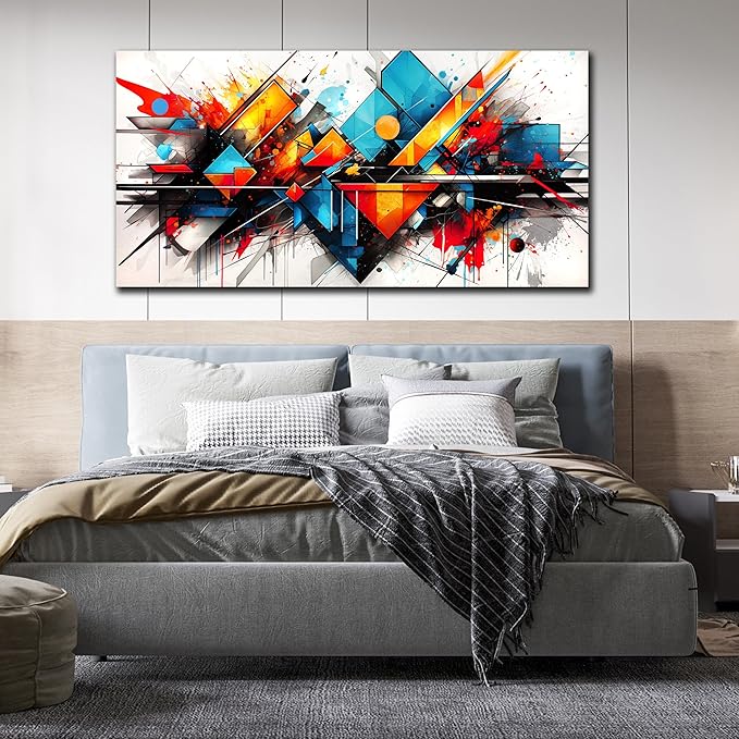 CIRABKY Colorful Wall Art for Living Room Large Size - Abstract Canvas Art - Home Office Decor Ready to Hang Size 29" x 59"