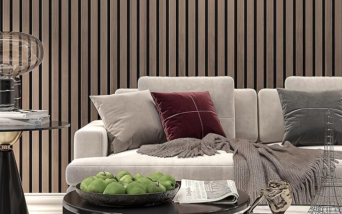 2 Pack – 94” x 12.6” 3D Acoustic Slat Wood Wall Panels | Soundproof Decorative Wall & Ceiling Panels | Modern Noise-Reducing Acoustic Paneling for Home, Office & Studio (Driftwood)