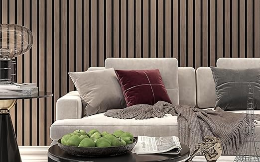 106” x 12.6” Acoustic Wood Wall Paneling, Decorative Sound Proof Panels for Walls and Ceilings, 3D Slat Wood Wall Panels (Set of 40) (Driftwood)