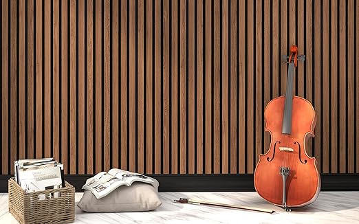 106" x 12.6" Acoustic Wood Wall Paneling, Decorative Sound Proof Panels for Walls and Ceilings, 3D Slat Design (Set of 20) (Light Maple)