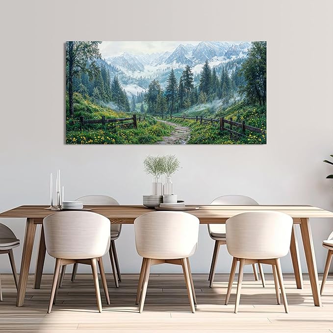 Canvas Wall Art Decor Canvas Art Wall Decor Modern Large Landscape Wall Art Decorations Wall Art Pictures for Living Room Artwork for Walls Green Forest Wall Art Prints Bedroom Office Decor 24"X48"