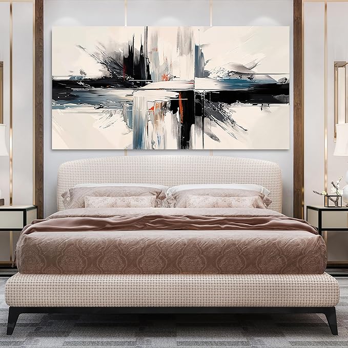 Abstract Large Wall Art Decorations Modern Wall Art Pictures for Living Room Abstract Canvas Art Wall Decor Oversized Black and White Wall Art Prints Artwork for Walls Bedroom Office Decor 29" X 58"