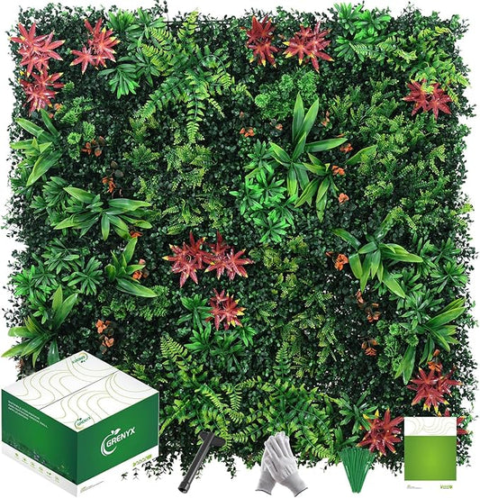 Artificial Grass Wall Panels 6 Pack 20"x20" - UV Protected Privacy Fence Screen, Hedge Green Wall Decor Backdrop，Realistic Fake Grass Backdrop for Indoor Weddings & Outdoor Gardens