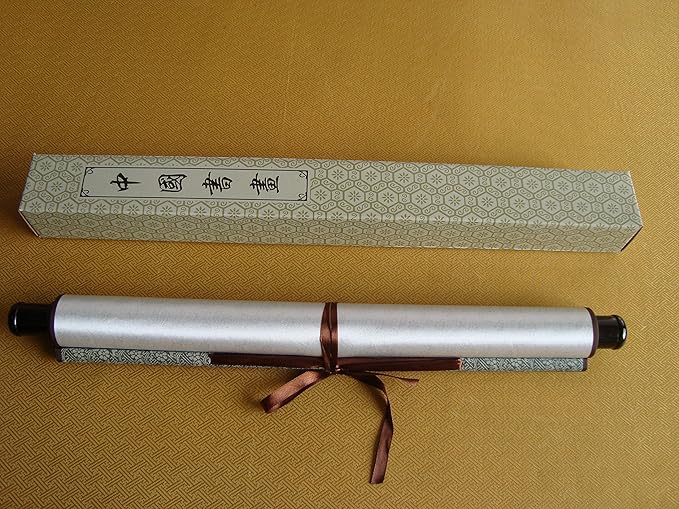 AtfArt Asian Wall Decor - Beautiful Silk Scroll Painting of Waterfall River Landscape - Oriental Decor Chinese Art Wall Scroll (36.2 x 12 in)