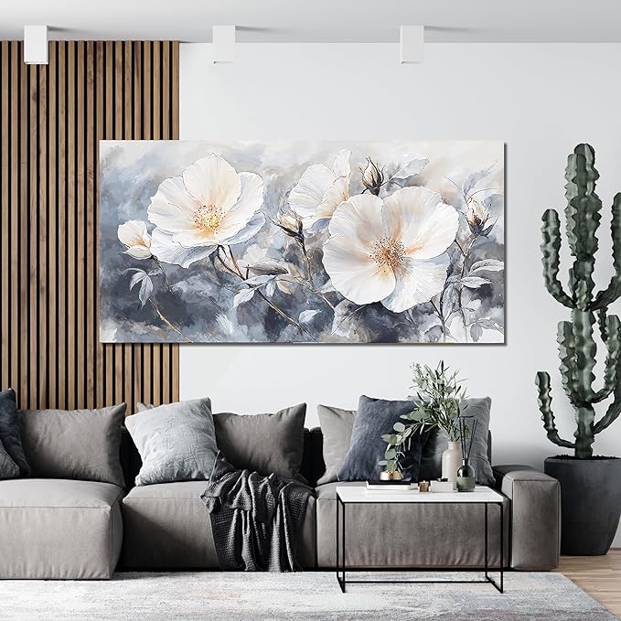 Canvas Wall Art Decor Large Black and White Wall Art Vintage Flower Wall Art Prints Wall Art Pictures for Living Room Canvas Art Wall Decor Oversized Artwork for Walls Bedroom Office Decor 29" X 58"