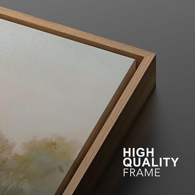 MUDECOR Framed Wall Art Print Set Soft Pastel Landscape Serene Waters and Reflections Illustrations Modern Art Boho Decorative Colorful Chic for Living Room, Bedroom, Office - 24"x36"x3 Natural