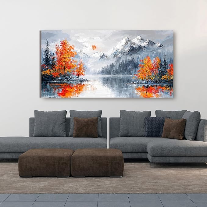Canvas Wall Art Decor Wall Art Pictures for Living Room Artwork for Walls Large Vintage Forest Wall Art Prints Canvas Art Wall Decor Landscape Mountain Wall Art Bedroom Home Aesthetic Art Decor 24" X 48"
