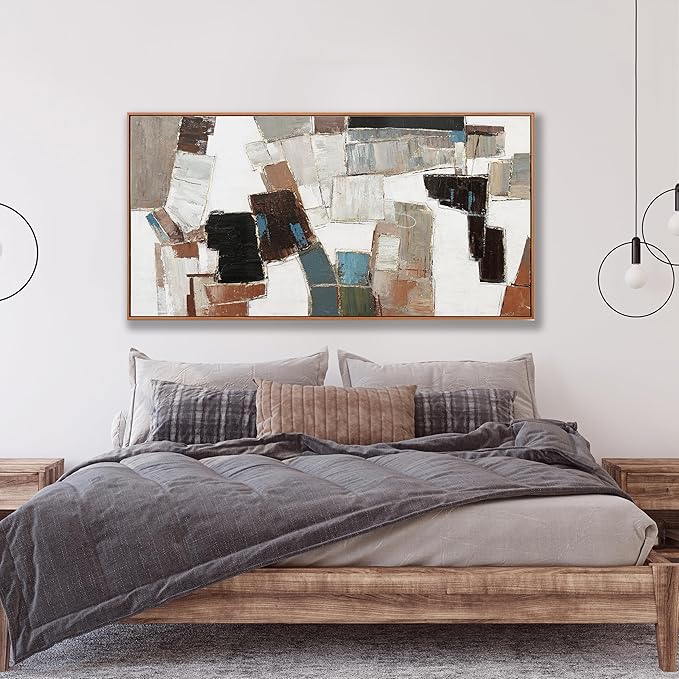 Abstract Wall Art Canvas Minimalist Geometric Line Art Painting Modern Artwork Wall Decor Modern Minimalism Artwork For Living Room Bedroom Dining Room Office 24x48 Inch Framed