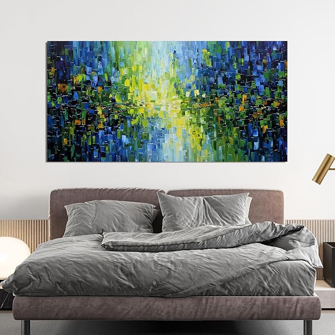 Abstract Canvas Art Wall Decor Large Modern Wall Art For Living Room Canvas Wall Art Decor Green Abstract Wall Art Prints Large Blue Wall Art Decor Art Work for Walls Bedroom Office Decor 24" X 48"