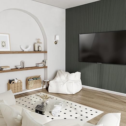 Casaphoria Acoustic Wall Panels, 2 PCS 47.2"x23.6", Wood Slat Wall Panels for Home Office & Accent Walls, Black