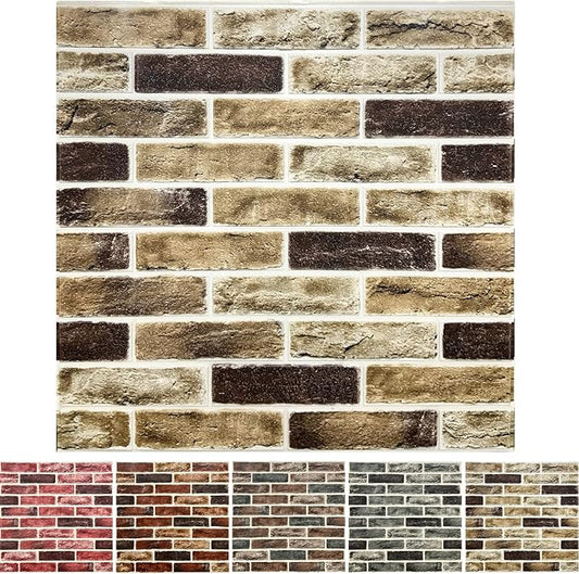 10-Pack 52 Sq.Ft 3D Wall Panels Peel and Stick 3D Faux Brick Wallpaper Peel and Stick Yellow Brown Faux Stone Wall Panel Foam Brick Self-Adhesive 3D Wallpaper