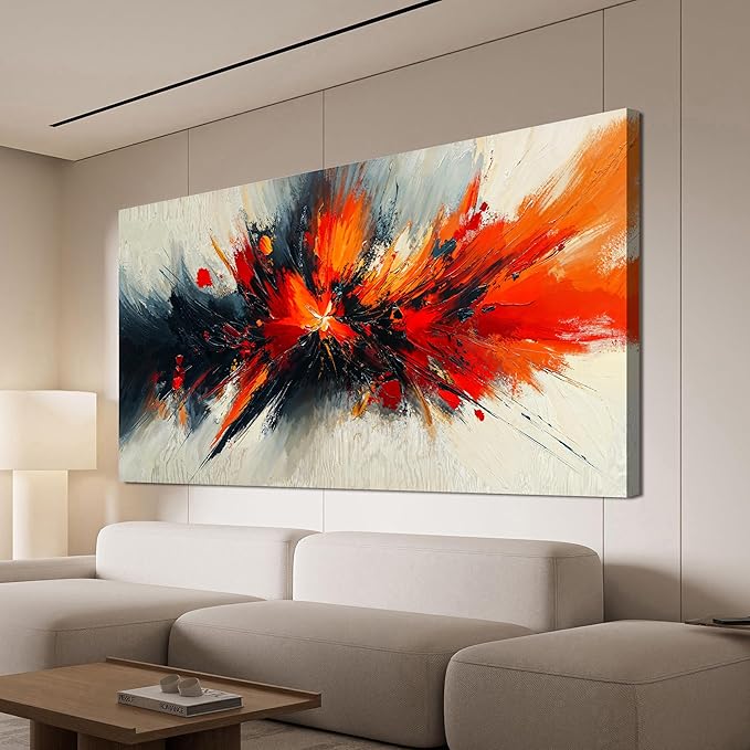 Abstract Canvas Wall Art Decor Large Black and White Wall Art Decor Large Artwork for Walls Wall Pictures for Living Room Modern Abstract Red Wall Art Prints Bedroom Office Wall Decor 29" X 58"