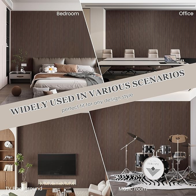 2 Pack 105.9" x 20.5" x 0.8" Acoustic Wall Panels Sound Absorbing, Wood Slat Wall Panels for Wall Decor, Soundproof Wood Wall Panels, Natural Walnut