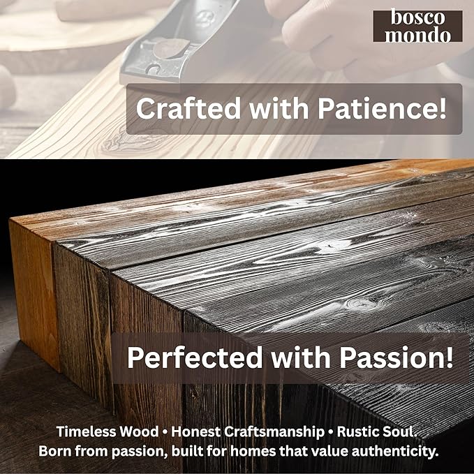 BoscoMondo Fireplace Mantel, Wall-Mounted 48 inch Floating Shelf for Wall, Tv Shelf, Rustic Shelf - 8x6x48 Jacobean