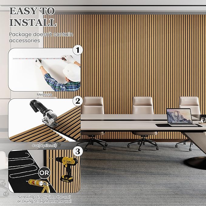 2 Pack 105.9" x 20.5" x 0.8" Acoustic Wall Panels Sound Absorbing, Wood Slat Wall Panels for Wall Decor, Soundproof Wood Wall Panels, Teak