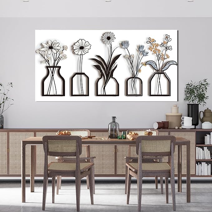 Canvas Wall Art Decor Modern Black and White Wall Art Decoratiions Abstract White Flower Wall Art Prints Minimalist Art Work for Wall Decor Pictures for Living Room Home Office Decor 24" X 48"