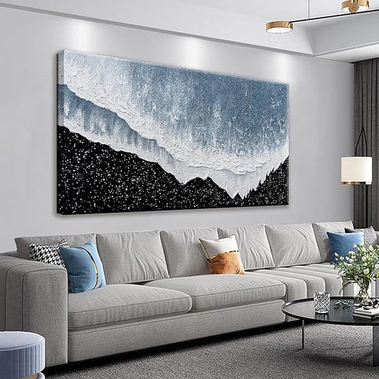 KUPTEU Canvas Wall Art Decor Modern Canvas Wall Art For Living Room Large Beach Wall Art Prints Artwork for Walls Black and White Wall Art Decor Bedroom Office Kitchen Wall Decor 24" x 48"