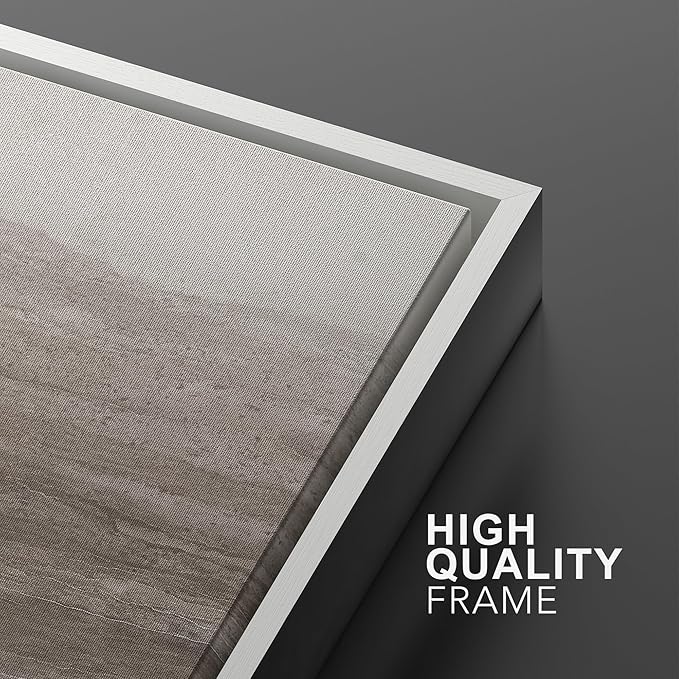 MUDECOR Framed Wall Art Print Set Neutral Textured Seascapes Subtle Tones Illustrations Modern Art Boho Decorative Colorful Chic for Living Room, Bedroom, Office - 16"x24"x3 White