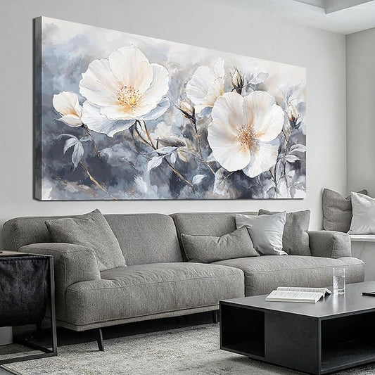 Canvas Wall Art Decor Black and White Wall Art Decorations Vintage Flower Wall Art Prints Wall Art Pictures for Living Room Canvas Art Wall Decor Artwork for Walls Bedroom Office Decor 20" X 40"