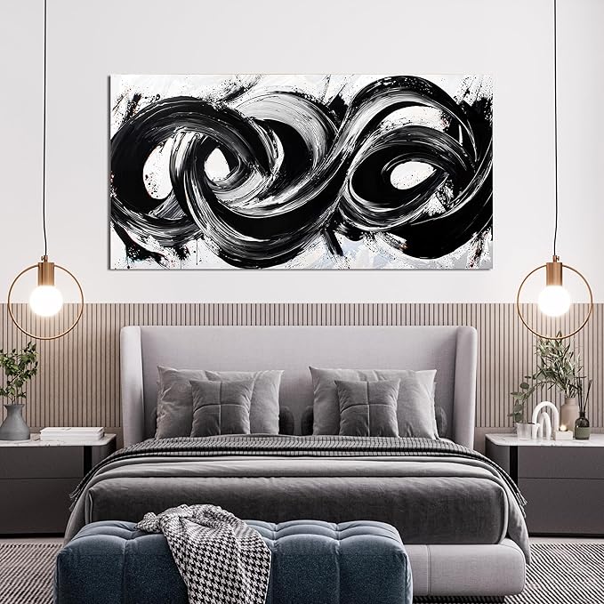 Canvas Wall Art Decor Wall Art Pictures for Living Room Artwork for Walls Abstract Black and White Wall Art Prints Abstract Canvas Art Wall Decorations Bedroom Home Aesthetic Wall Art Decor 20" X 40"