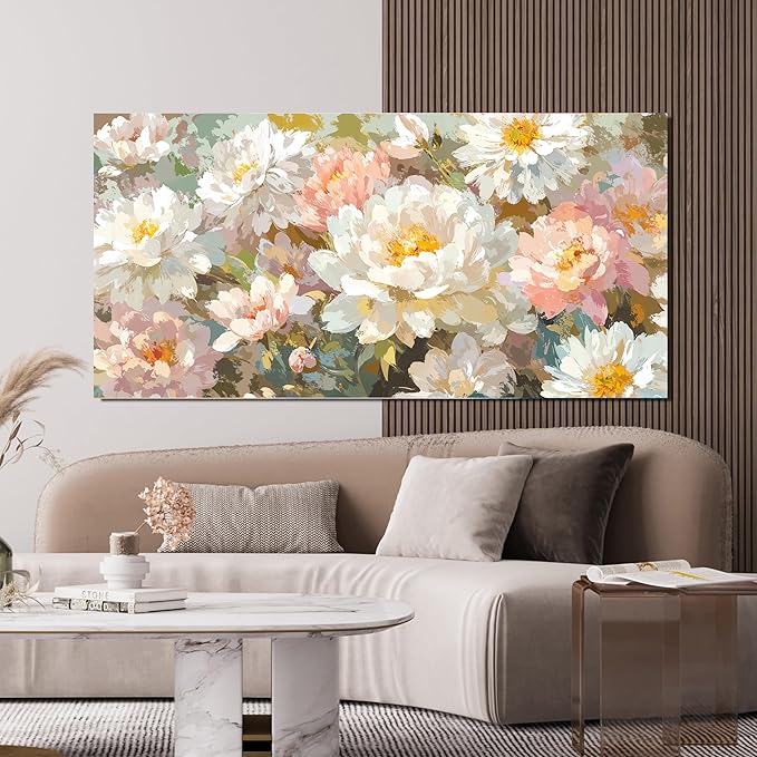 Canvas Wall Art Decor Large Wall Art for Living Room Colorful Flowers Wall Art Prints Artwork for Walls Oversized Botanical Wall Art Pictures Modern Canvas Art Wall Decor Bedroom Office Decor 29"X58"