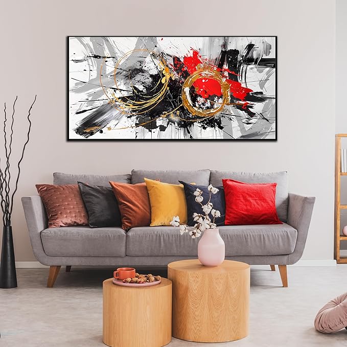 CIRABKY Abstract Canvas Wall-Art for Living Room - Large Wall Art for Bedroom with Framed Ready to Hang Size 29" x 59"