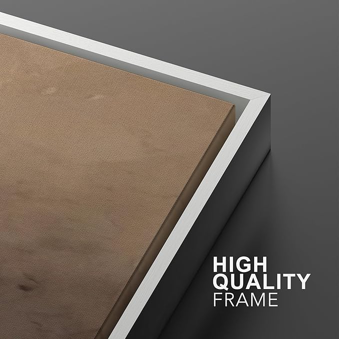 MUDECOR Framed Canvas Print Wall Art Minimalist Earthy Neutral Brown Abstract Illustrations Realism Decorative for Living Room, Bedroom, Office - 24"x36"x3 White