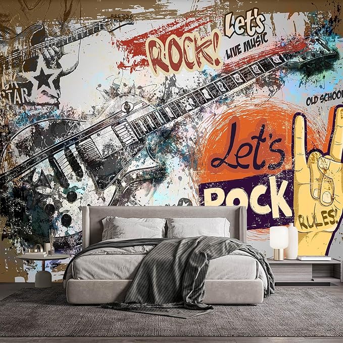 -Vintage Graffiti Hand-Painted Wall Bedroom Mural XT17 M 140" x 91"