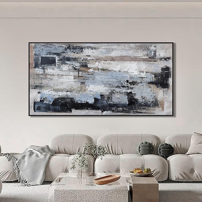 KUPTEU Canvas Oversized Wall Art Decor Large Wall Art For Living Room Framed Blue Abstract Wall Art Prints Abstract Art Abstract Canvas Art Wall Decor Artwork For Walls Home Office Wall Decor 29"x58"