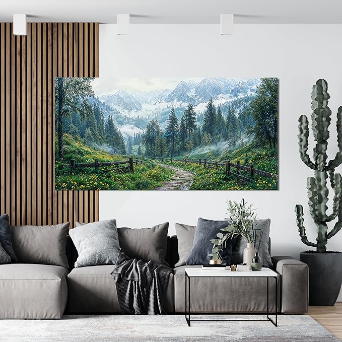 Canvas Wall Art Decor Canvas Art Wall Decor Modern Large Landscape Wall Art Wall Art Pictures for Living Room Large Artwork for Walls Green Forest Wall Art Prints Bedroom Office Decor 29" X 58"