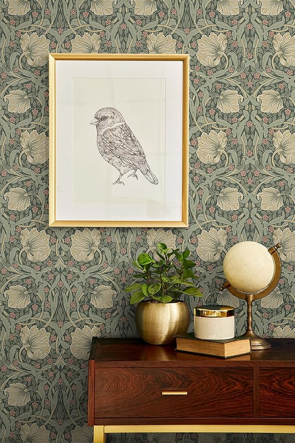 NextWall Pimpernel Floral Peel and Stick Wallpaper (Gardenia & Sage)