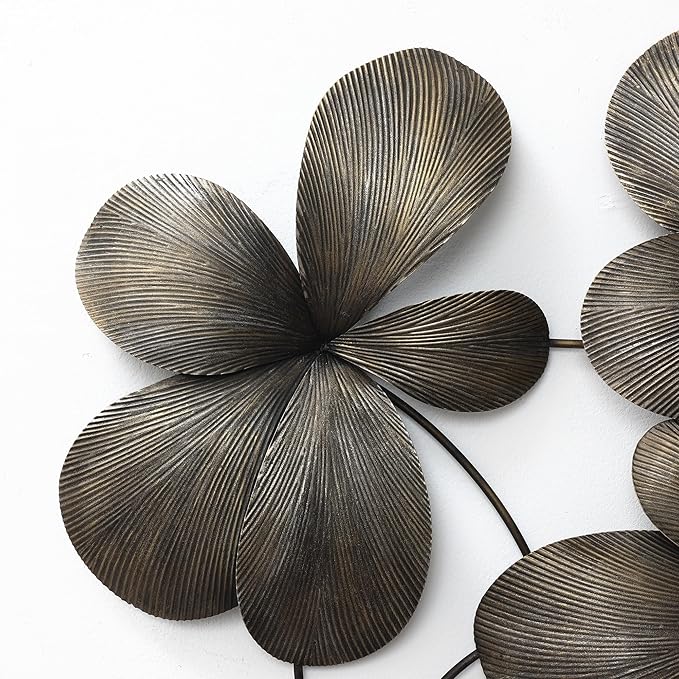 LuxenHome Metal Art Wall Decor, 42" Wide Dark Gray Abstract Metal Floral Accent Decor, Horizontal Wall Art Iron Artwork, Hanging Sculptures for Home, Living Room, Bedroom, Kitchen, Office