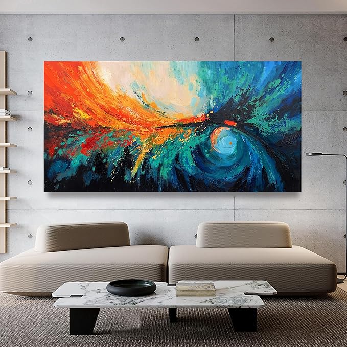 Canvas Wall Art Decor Large Wall Art Pictures For Living Room Blue Green Wall Art Canvas Abstract Art Work Colorful Abstract Wall Art Decor Prints For Bedroom Office Kitchen Wall Decor 29" x 58"