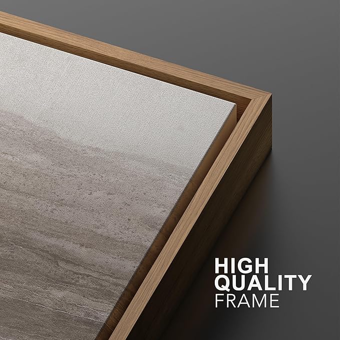 MUDECOR Framed Wall Art Print Set Neutral Textured Seascapes Subtle Tones Illustrations Modern Art Boho Decorative Colorful Chic for Living Room, Bedroom, Office - 24"x36"x3 Natural