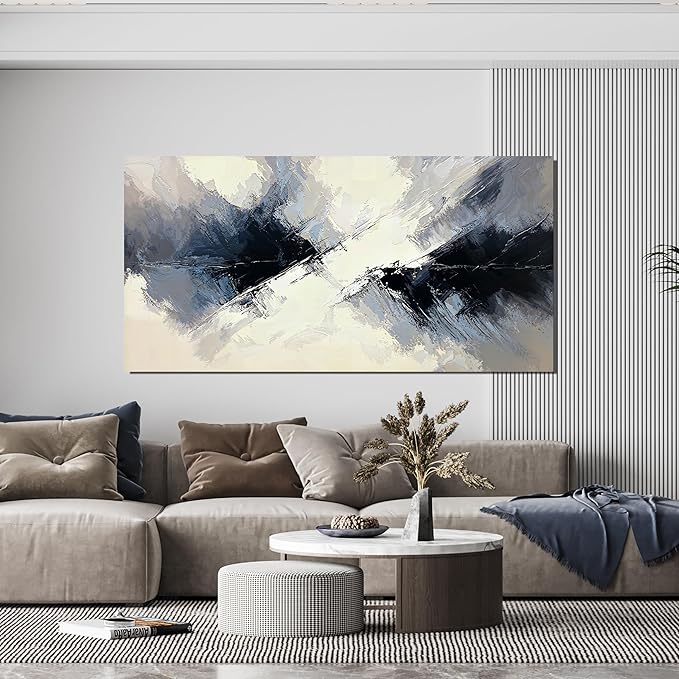 Abstract Canvas Wall Art Decor Abstract Canvas Art Wall Decor Large Black and White Wall Art Decorations Wall Art Pictures for Living Room Modern Minimalist Wall Art Prints Home Office Decor 24"X48"
