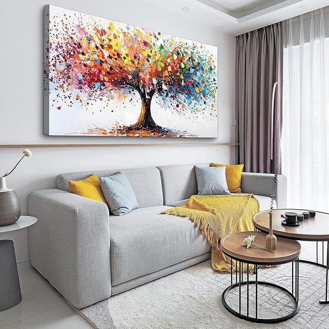 Lapremoly Large Wall Art For Living Room Abstract Wall Decor For Office Colorful Tree Landscape Wall Painting Bedroom Home Decorations Modern Framed Canvas Prints Posters Mural Artwork Hang Easy