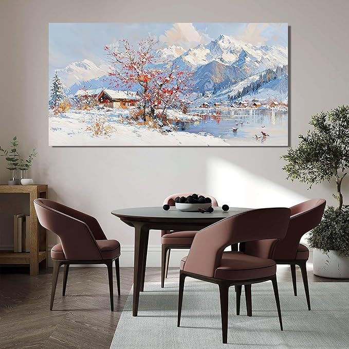 Canvas Wall Art Prints Large Wall Art Pictures for Living Room Landscape Farmhouse Wall Art Decor Canvas Art Wall Decor Red Tree Flower Artwork For Walls Bedroom Office Home Wall Decor 24" X 48"