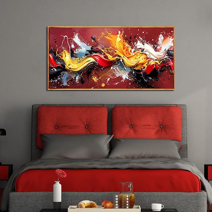 Ouzzlie Colorful Wall Decor Red Art for Living Room Large Wall Pictures Abstract Artwork Home Decor Prints Wall Art 29"x 59"