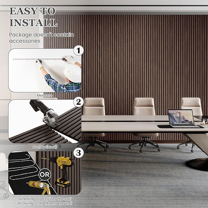 4 Pack 105.9" x 12.6" x 0.8" Acoustic Wall Panels Sound Absorbing, Wood Slat Wall Panels for Wall Decor, Soundproof Wood Wall Panels, Natural Walnut