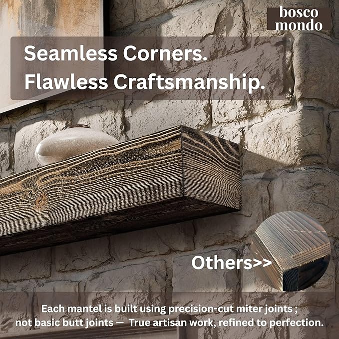 BoscoMondo Fireplace Mantel, Wall-Mounted 48 inch Floating Shelf for Wall, Tv Shelf, Rustic Shelf - 8x6x48 Olive