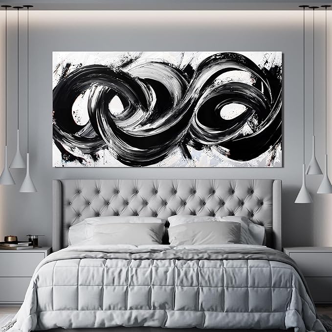 Abstract Wall Art Decor Wall Pictures for Living Room Large Black and White Wall Art Prints Abstract Canvas Art Wall Decor Modern Minimalist Wall Art Decorations Bedroom Home Wall Art Decor 24" X 48"