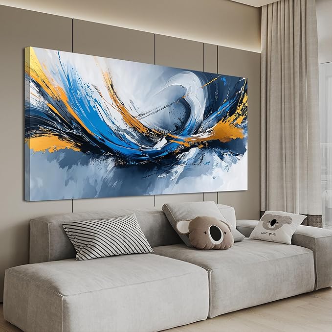 Canvas Wall Art Decor Modern Abstract Aesthetics Wall Art For Living Room Decor Gold And Blue Abstract Art Wall Decorations Artwork For Walls Canvas Prints For Bedroom Office Wall Decor 20×40 Inch