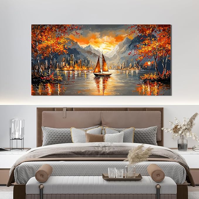 Canvas Wall Art Decor Wall Art Picture for Living Room Canvas Art Wall Decor Modern Landscape Wall Art Prints Large Coastal Wall Art Decorations Artwork for Walls Bedroom Office Home Decor 24" X 48"