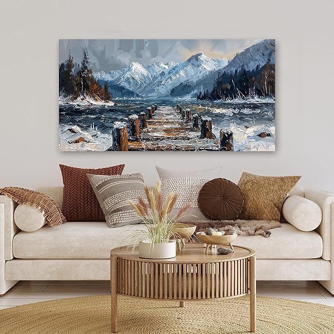 Canvas Wall Art Decor Large Wall Art for Living Room Nature Landscape Wall Art Prints Canvas Art Wall Decor Artwork For Walls Modern Coastal Wall Art Decorations Bedroom Ofiice Kitchen Decor 24" X 48"