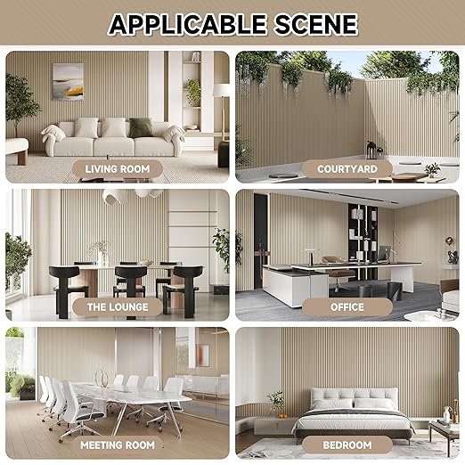 4 Pack Wood Slat Wall Wood Paneling,95 x 8 in Soundpoof Wooden Engineered Wooden Slat Wall Panels,Stylish Acoustic Wall Panels for Interior Walls Decor with Felt Backing,Natural