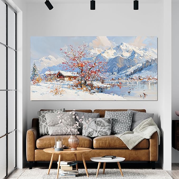 Canvas Wall Art Prints Vintage Wall Art Pictures for Living Room Landscape Farmhouse Wall Art Decorations Canvas Art Wall Decor Red Tree Flower Artwork For Walls Bedroom Office Home Decor 20" X 40"