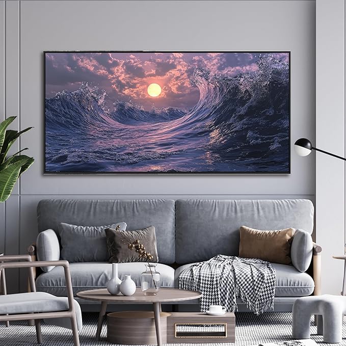 Canvas Wall Art Decor Large Framed Wall Art Prints Wall Art Pictures for Living Room Artwork for Walls Canvas Modern Art Wall Decor Coastal Landscap Wall Art Decorations Bedroom Office Decor 29" X 58"