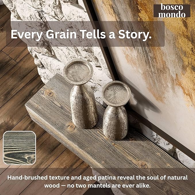 BoscoMondo Fireplace Mantel, Wall-Mounted 48 inch Floating Shelf for Wall, Tv Shelf, Rustic Shelf - 8x6x48 Olive