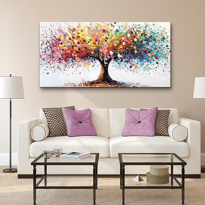 Lapremoly Abstract Wall Decorations For Living Room Framed Canvas Wall Art For Office Colorful Tree Landscape Wall Paintings Bedroom Home Decorations Modern Prints Posters Mural Artwork 20"X40"