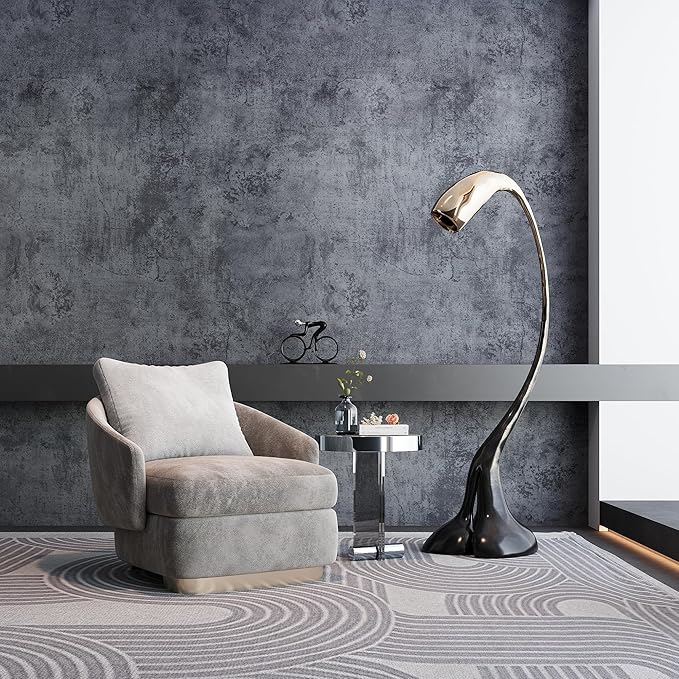 JSEVEM 24"×591" Large Size Extra Thick Dark Blue Grey Concrete Wallpaper Peel and Stick Industrial Light Blue Gray Concrete Contact Paper Vinyl Adhesive Cement Sticker for Bedroom Bathroom Gym Walls